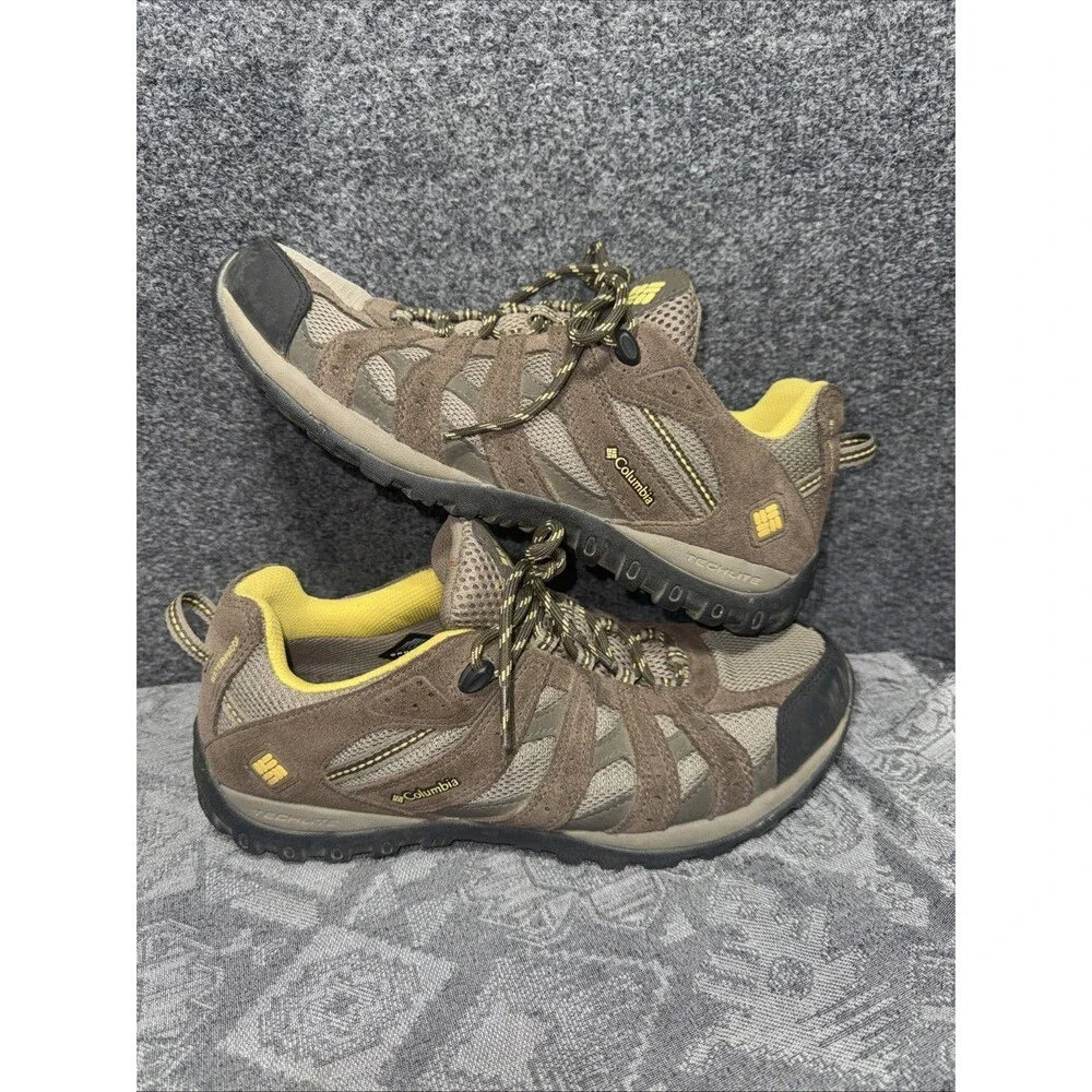 Columbia Waterproof Techlite Women's Hiking Trail Shoes Brown Yellow US 10